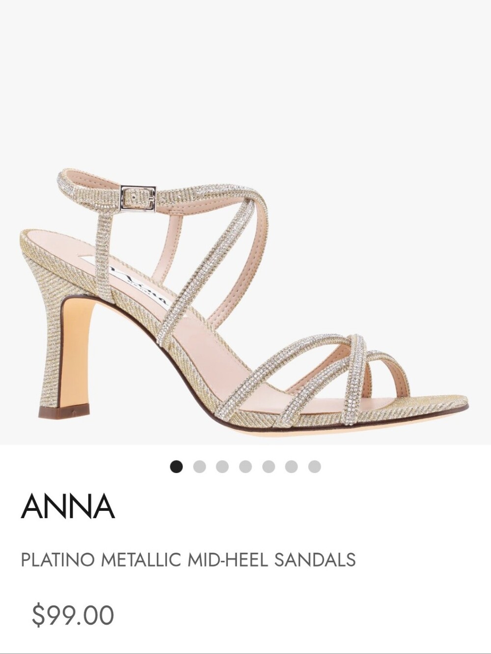 Nina Platino Metallic Strappy Mid Heel Sandals